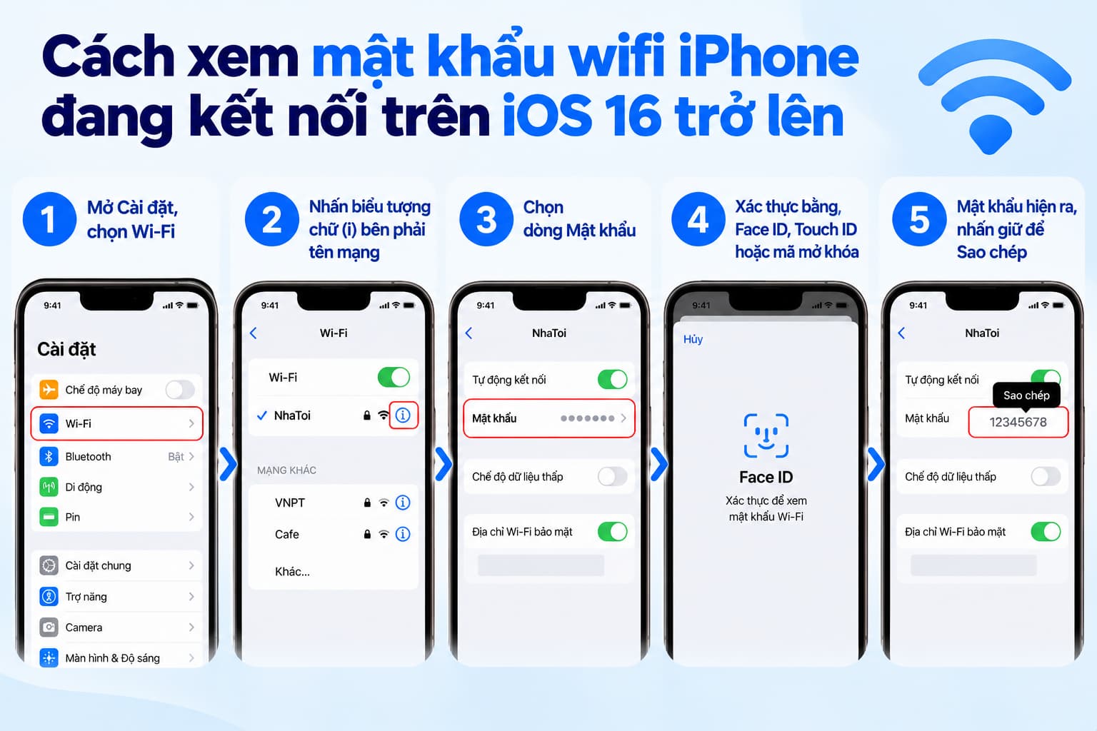 xem mật khẩu wifi iPhone