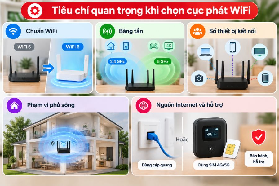 Cục phát WiFi không dây và các tiêu chí quan trọng khi lựa chọn thiết bị phù hợp