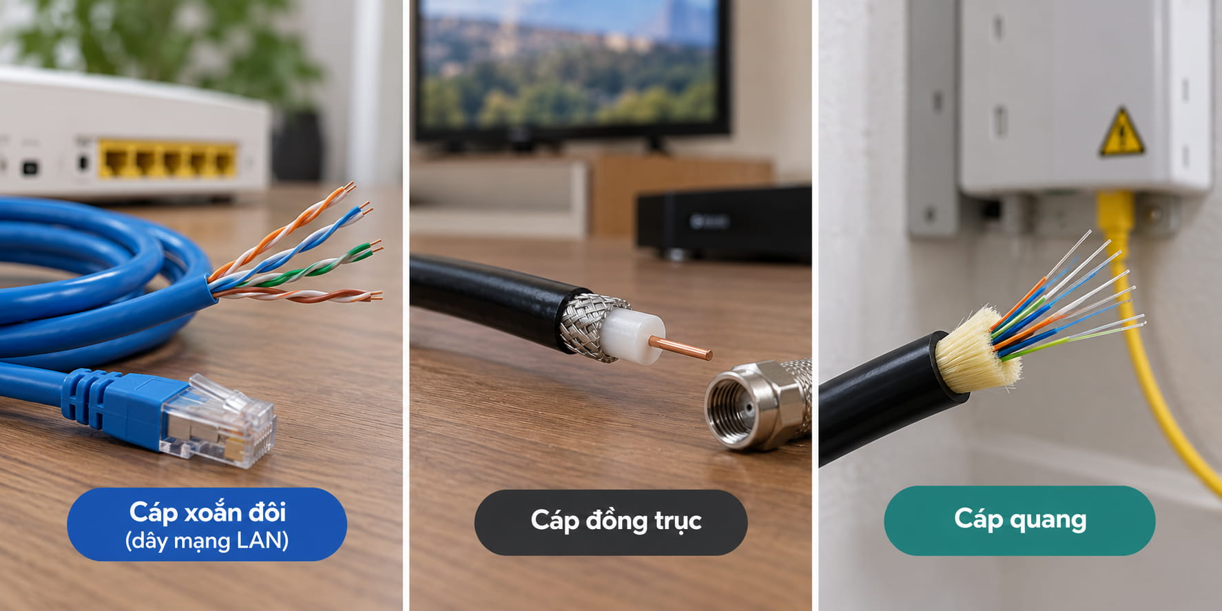 ba loại cáp mạng phổ biến