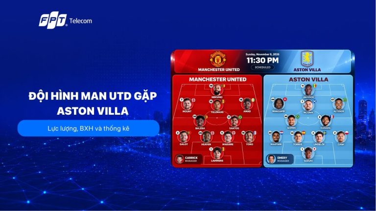 Đội hình Man Utd gặp Aston Villa: Lực lượng, BXH và thống kê