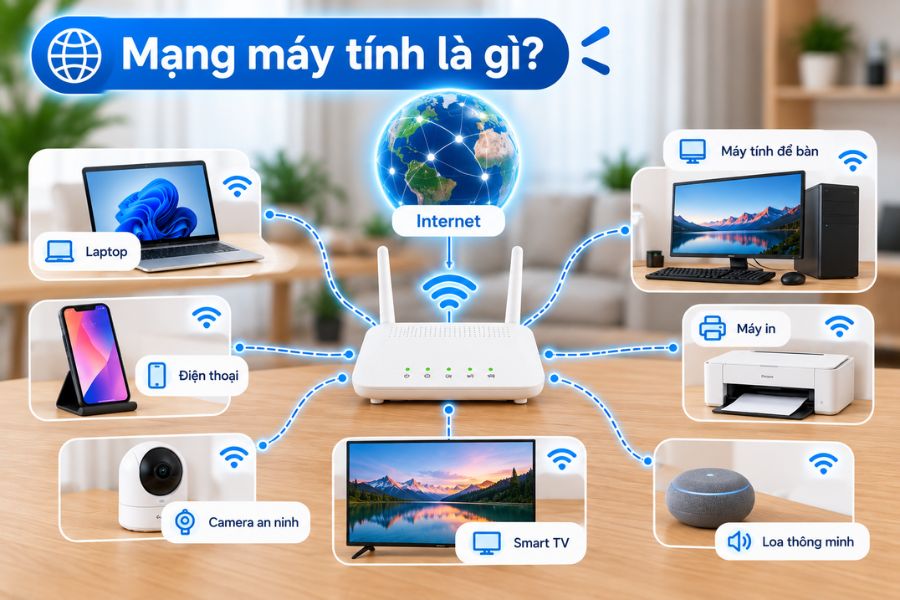 Mạng máy tính là gì và cách các thiết bị kết nối, trao đổi dữ liệu qua Internet