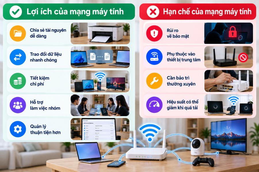 Mạng máy tính là gì và những lợi ích, hạn chế khi sử dụng 