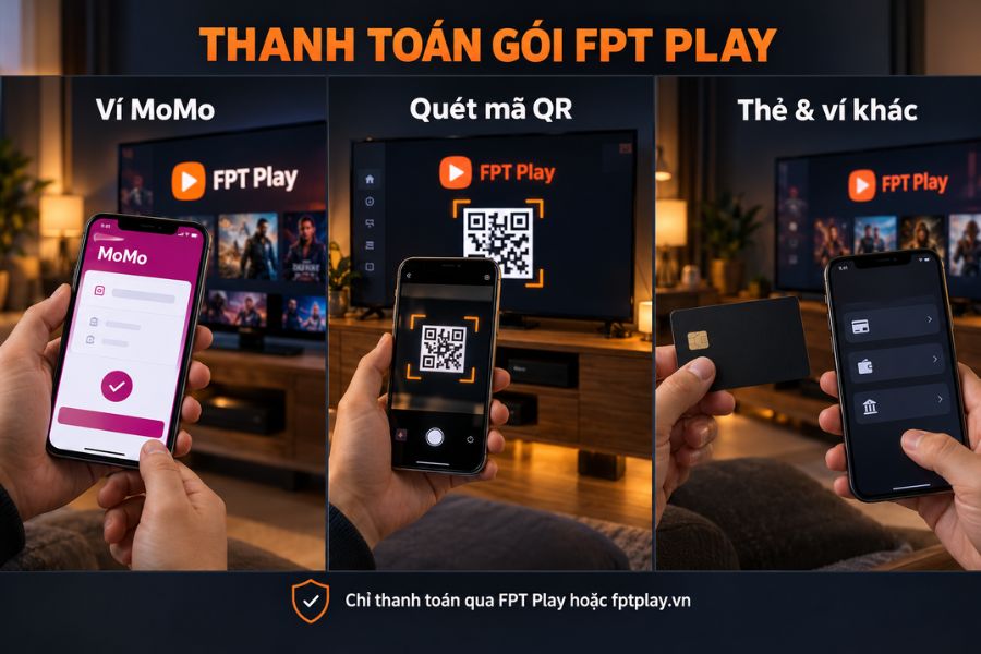 3 hình thức giao dịch khi mua gói FPT Play trên tivi