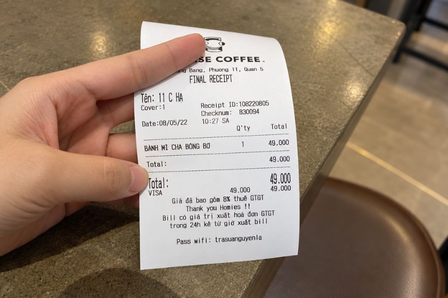Lấy pass wifi cheese coffee ngay trên bill thanh toán