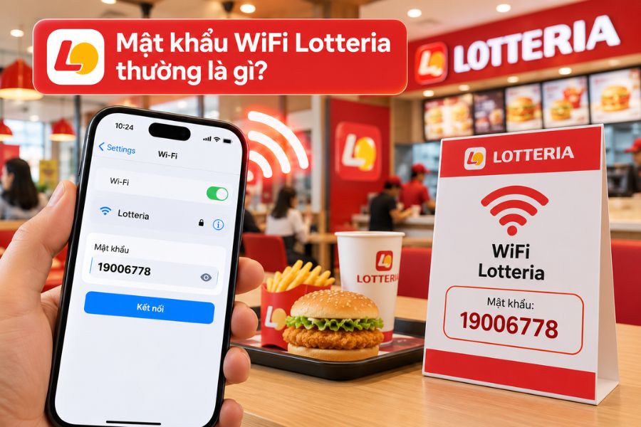 Pass WiFi Lotteria thường dùng để kết nối WiFi miễn phí khi ăn uống tại cửa hàng