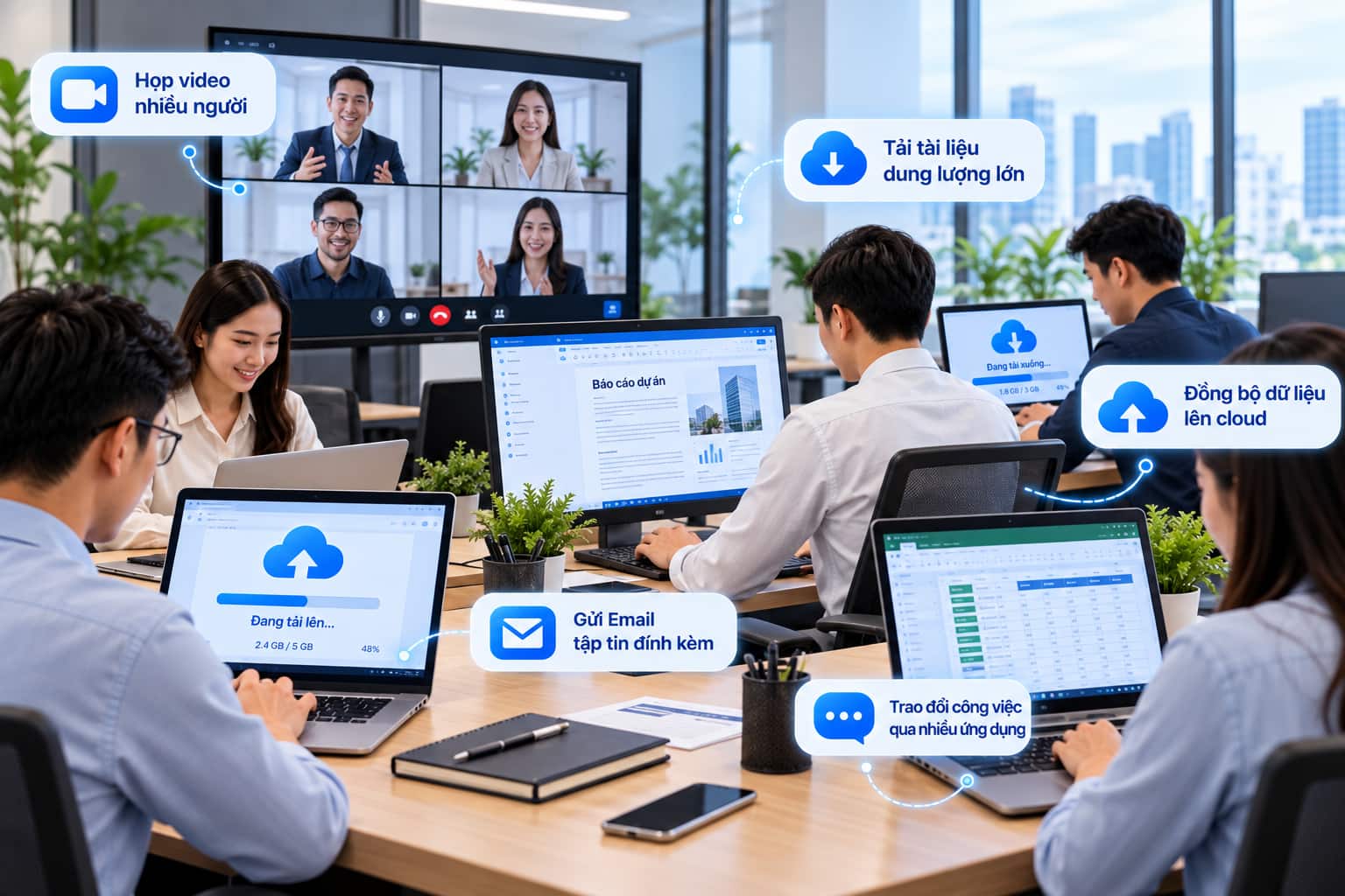 Các tác vụ đồng thời trong giờ cao điểm là cơ sở để đánh giá nhu cầu băng thông.