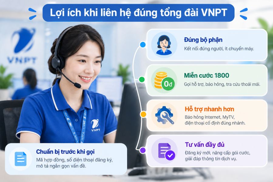 Tổng đài mạng VNPT giúp kết nối đúng bộ phận và hỗ trợ nhanh hơn