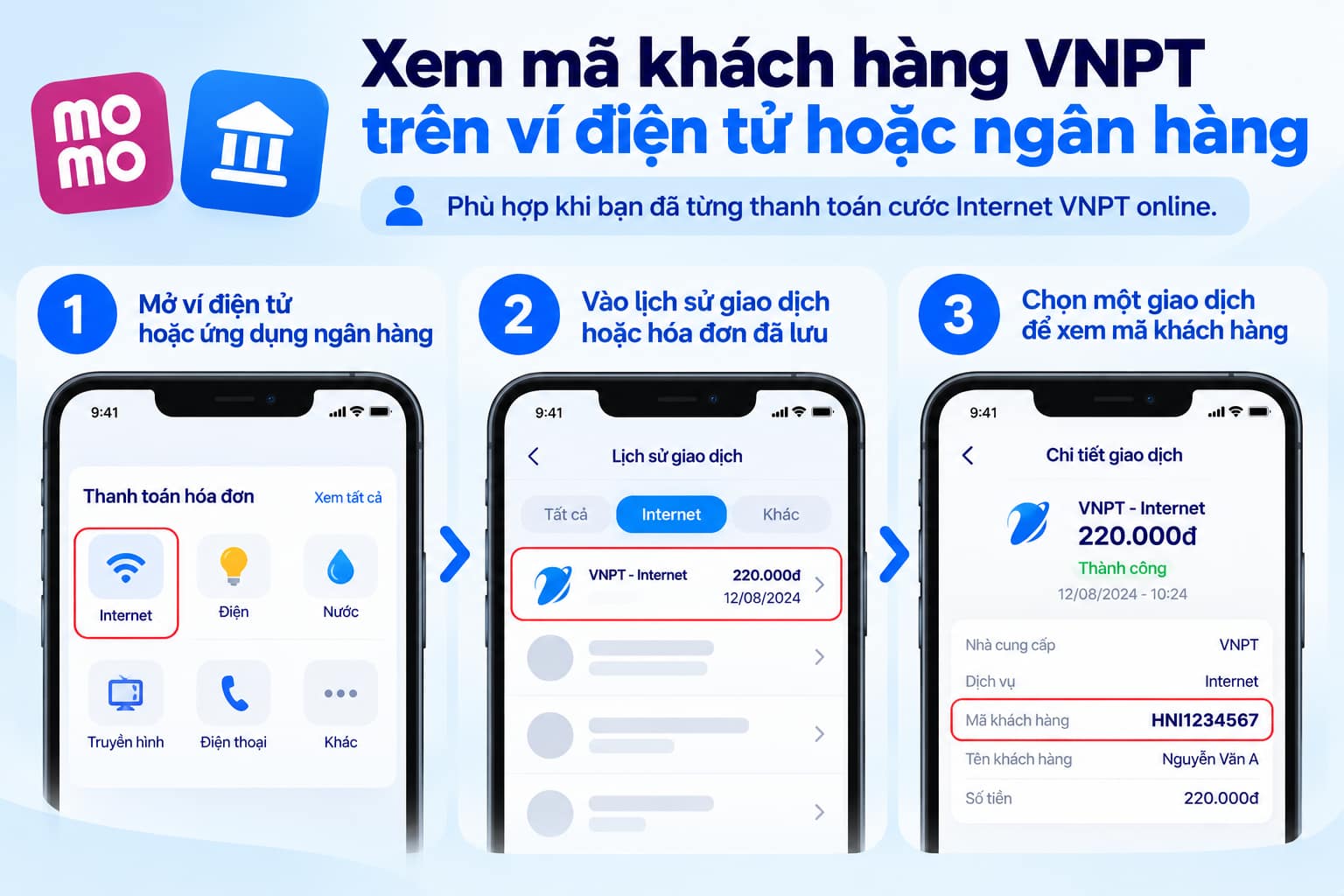 Xem lịch sử thanh toán trên ví điện tử hoặc ngân hàng